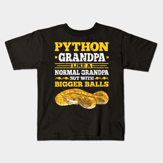 Python Grandpa Snake Lover Kids T-Shirt by Humbas Fun Shirts